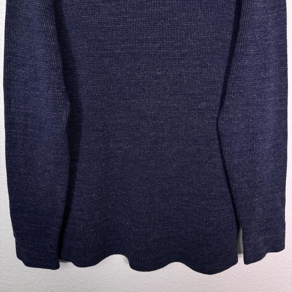 Wallace & Barnes J Crew Sweater Mens XL Waffle Knit Cotton Thermal Crewneck Blue - Picture 3 of 10